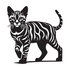 Elegant Toyger silhouette, highlighting its sleek and athletic body – Toyger illustration – Toyger vector – cat silhouette

