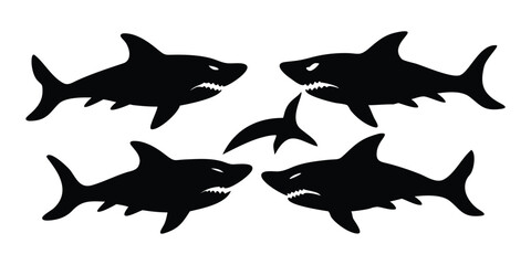 Fototapeta premium set of silhouettes of sharks