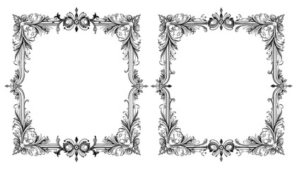 Set of Vintage Floral Frame Templates &ndash; Elegant Calligraphic Ornaments on White
