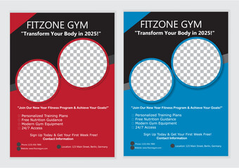 Online Gym and Fitness trainer, personal trainer, yoga, training, Workout social media post banner or editable square flyer or poster and web banner, ads design. Black & red , blue & black.