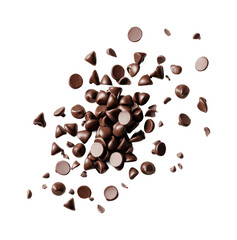 Obraz premium Chocolate chips falling kitchen food isolated on transparent background, png