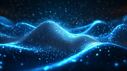 Abstract Blue Particle Wave Background  Technology  Data  Digital  Network  Future