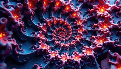 Kaleidoscopic fractal pattern, swirling colors, intricate details, dynamic, texture, design