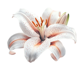 Delicate white lily flower nature floral bright isolated on transparent background, png