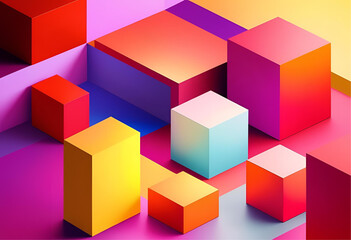 Geometric Abundance: A vibrant composition of colorful cubes arranged in a dynamic and visually stimulating display.