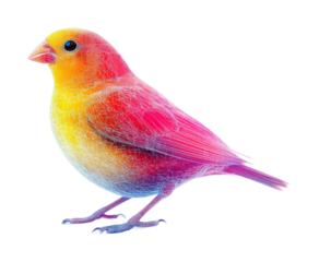 Colorful bird digital isolated on transparent background, png