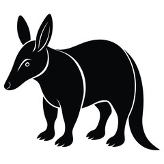 Obraz premium Black silhouette Aardvark with white background 