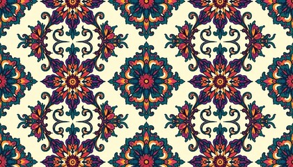 Intricate floral damask, repeating seamlessly , design, repeat