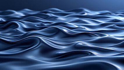 Obraz premium Abstract Blue Satin Waves with Smooth and Glossy Texture