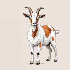 Adorable Cartoon Goat Vector Illustration