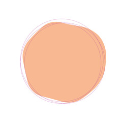 オレンジの変形丸型図形フレーム　ライン入り　