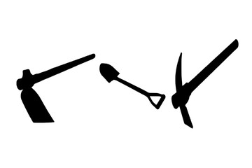 silhouette of labour tools