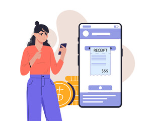 Mobile payment receipt concept. Vector illustration