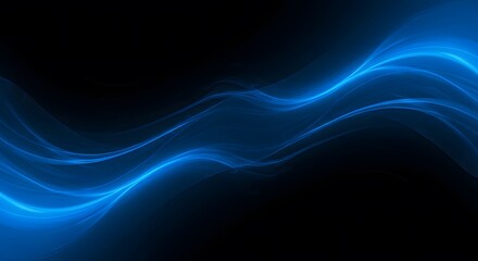 Obraz premium Abstract Blue Wave Flowing Energy on Dark Background Generative AI