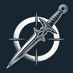 Ornate stylized sword with a compass rose design on a dark background