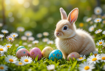 easter bunny and easter eggs