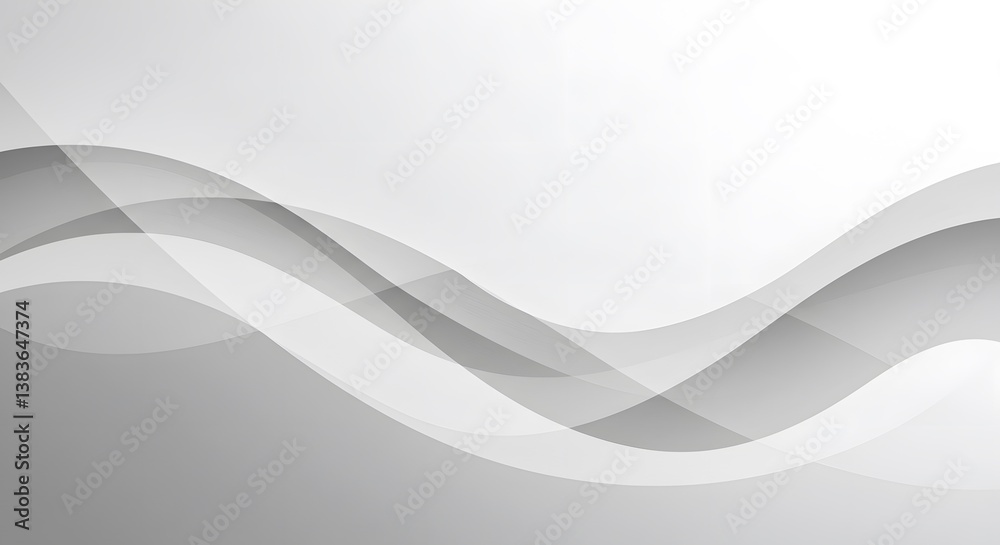 Poster Abstract gray and white background with flowing wave pattern design