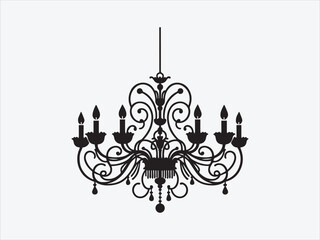 Elegant Chandelier Silhouette with Ornate Vintage Design for Luxurious and Classic Decor