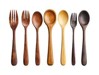 Wooden utensils display kitchen minimalist isolated on transparent background, png