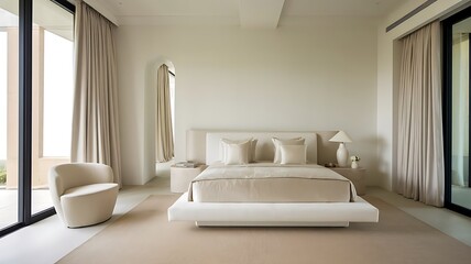 White and Clane French modern bedroom. home interior design.