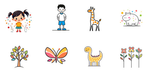 Fototapeta premium title: colorful drawings on white background, artistic, [with spaces]