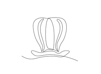 One continuous line drawing clown hat vector. Clown hat single line art design.