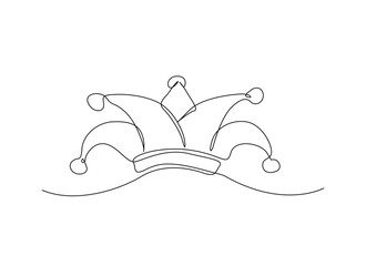 One continuous line drawing clown hat vector. Clown hat single line art design.