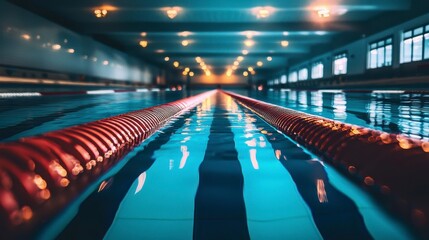 Indoor Pool Lanes, Evening Lighting