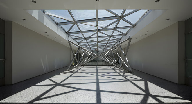 Modern Architecture With Geometric Skylight And Striking Shadow Patterns