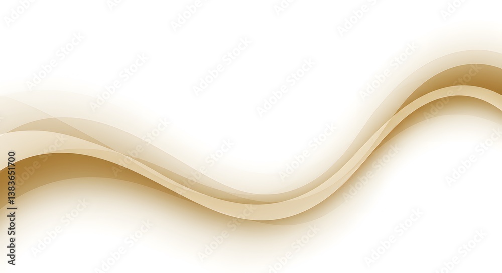 Poster elegant gold wave flowing across white background creating smooth curves