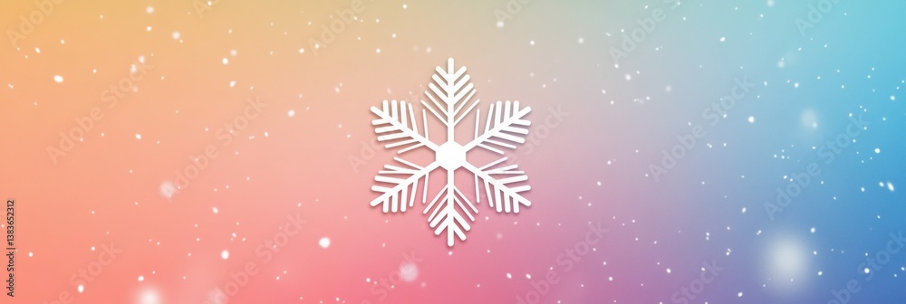 Poster geometric minimalistic snowflake logo on a soft gradient winter background in clean and modern festi