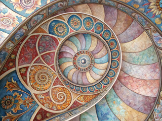 Naklejka premium ancient thai art painting