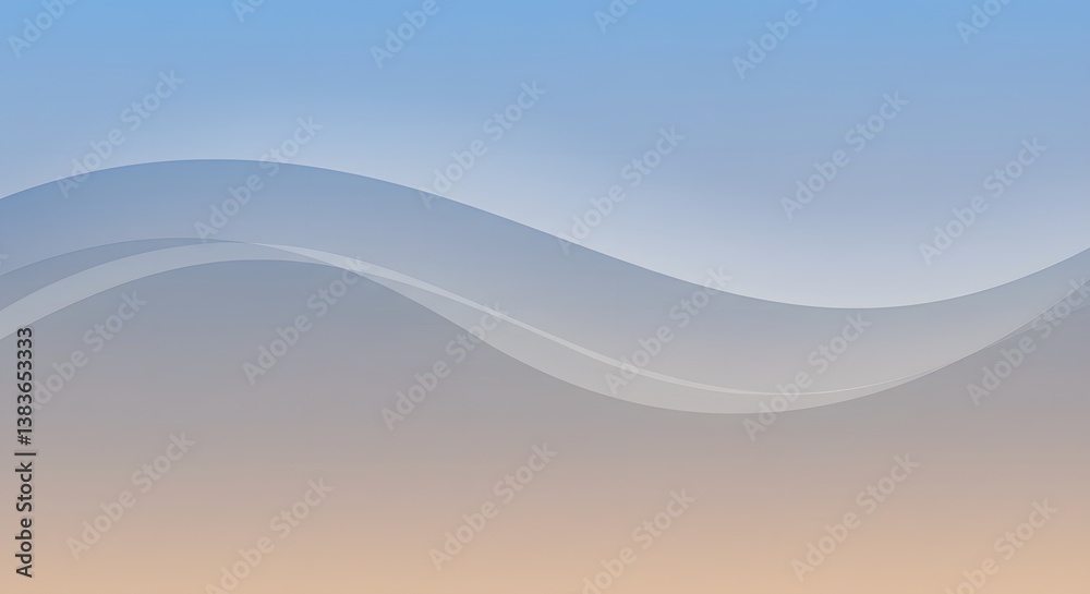 Poster abstract gradient background with light blue and beige wavy lines