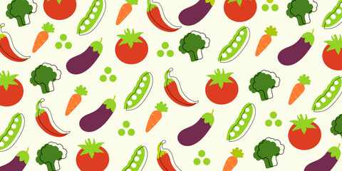 Vegetables seamless pattern for backgrounds, presentations, wrapping papers, prints, artworks. Vector illustration	
