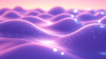 Abstract wavy surface with glowing particles