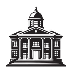 Symbolic Courthouse silhouette, embodying the principles of fairness and justice – Courthouse illustration – Courthouse vector – Justice institution silhouette

