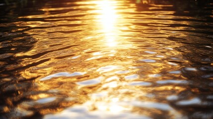 Golden sunset reflecting on calm water, nature background, idyllic scene, perfect for relaxation themes