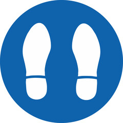 a pair of white shoeprints, symbolizing where a person should stand or walk