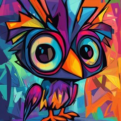 Fototapeta premium Vibrant Pop Art Owl Colorful Bird Illustration