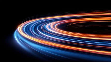 Mesmerizing abstract composition of laser light trails blending and swirling in a hypnotic vortex shape with vivid fiery hues luminous glow and a futuristic ethereal aesthetic