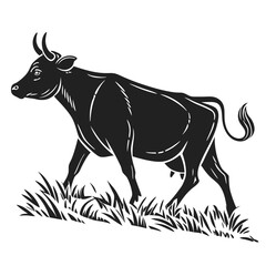 Black Cow silhouette vector icon set isolated on white background.