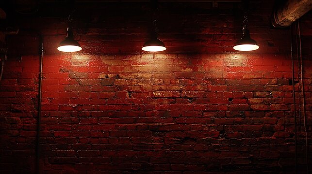 Dimly Lit Brick Wall
