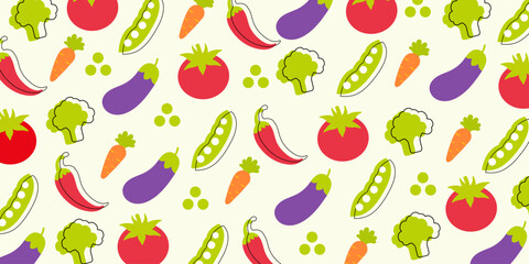 Vegetables seamless pattern for backgrounds, presentations, wrapping papers, prints, artworks. Vector illustration	
