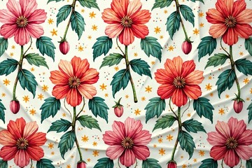 Intricate floral motif, seamlessly repeating, delicate botanical design , background, retro, vector