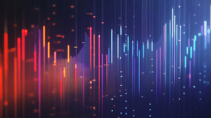 Abstract Data Visualization  Colorful Dynamic Lines  Glowing Bars  Technology Background