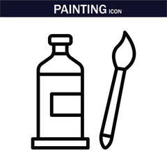 Painting icon. Containing paint, artwork,canvas, paintbrush, artist, museum, painter, art gallery, paint stroke and more.  Editable stroke. Vector illustration. EPS 10.