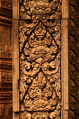 Beautiful pink sandstone castle Angkor Banteay Srei Temple near Siem Reap, Cambodia