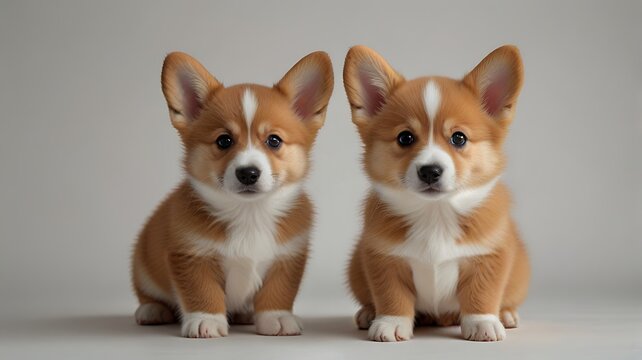 Two puppies seeting the land