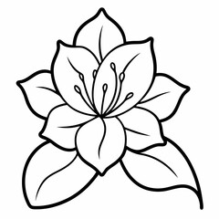 Fototapeta premium Azalea Flower Outline Coloring Book Page Line Art