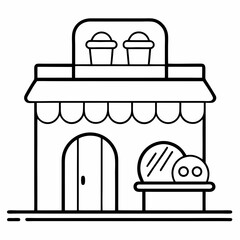 Bakery Shop Outline Coloring Book Page Line Art

